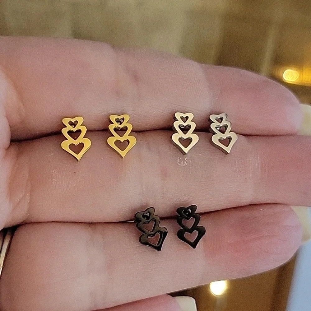 Stack of Hearts Stud Earrings, choice of color